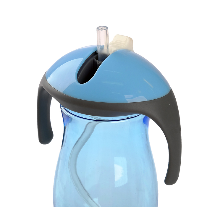 Поильник с трубочкой детский, 270 мл, от 9 мес., цвет голубой