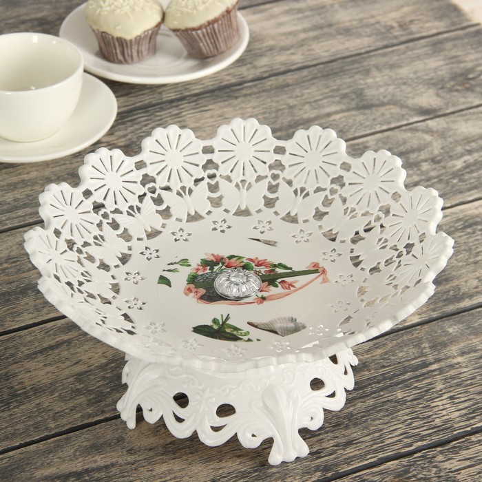 Блюдо на ножке "Маргарет" 25х11 см, цвета МИКС