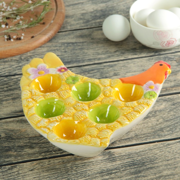 Блюдо для яиц "Курочка", 6 ячеек