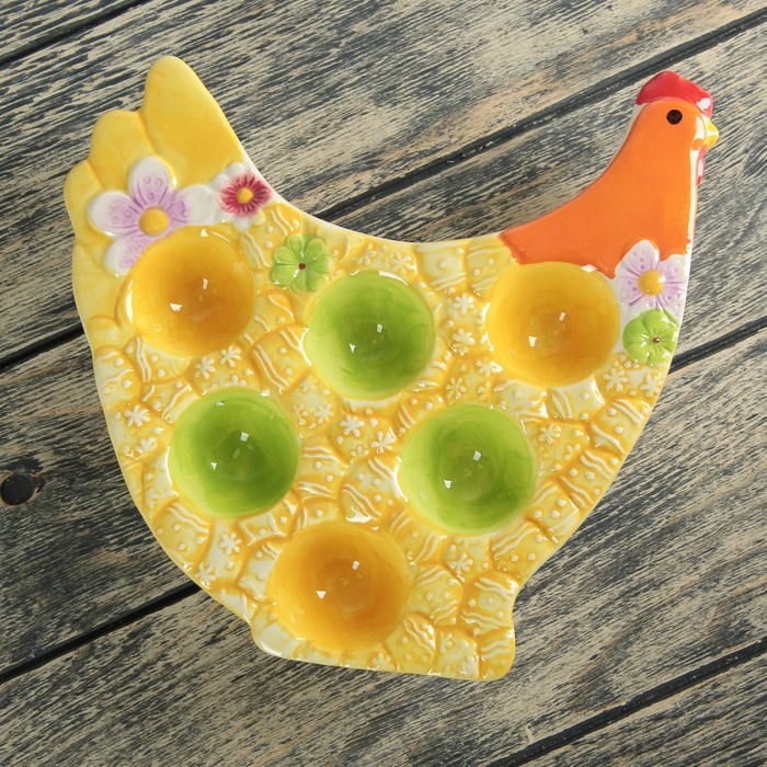 Блюдо для яиц "Курочка", 6 ячеек