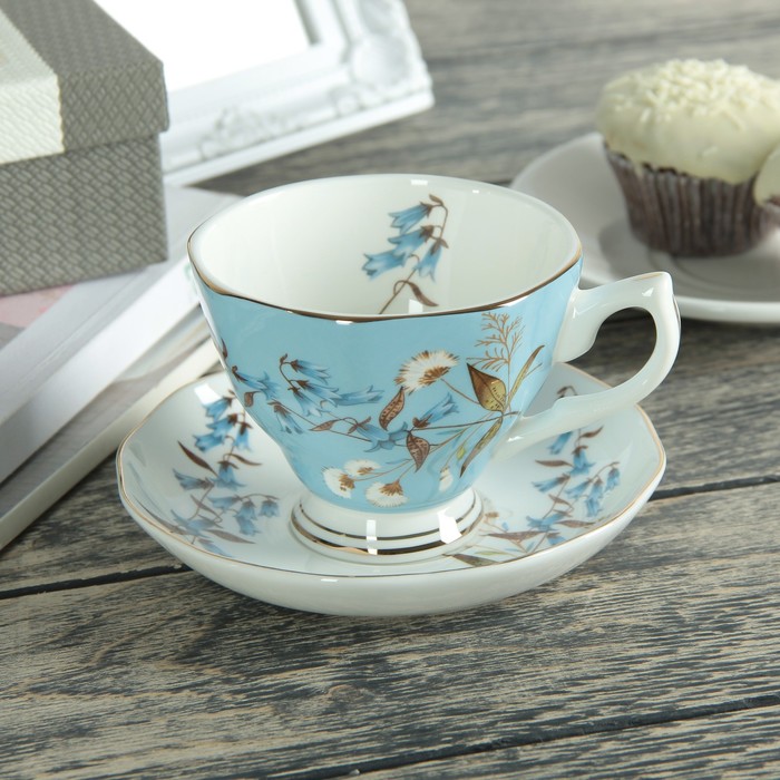 Чайная пара 200 мл "Колокольчики", блюдце 13,5х2,5 см