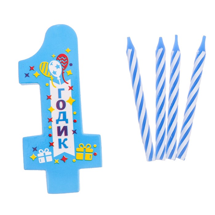 Свеча- EVA цифра 1 "С днем рождения"