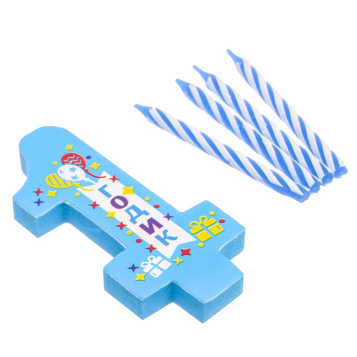 Свеча- EVA цифра 1 "С днем рождения"