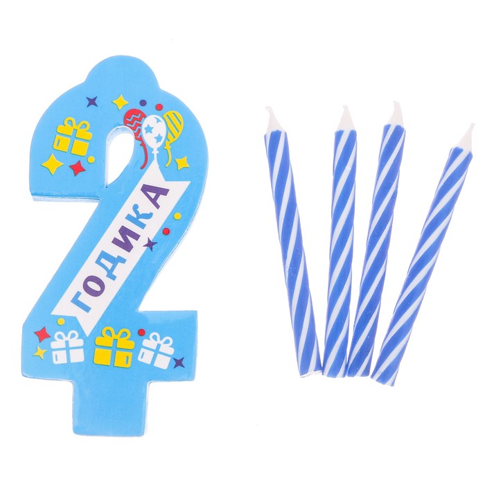 Свеча- EVA цифра 2 "С днем рождения"