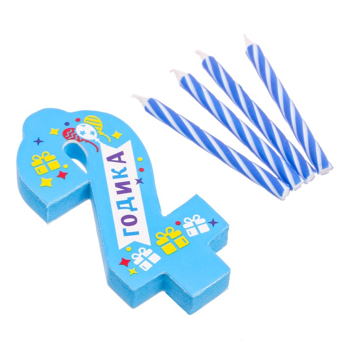 Свеча- EVA цифра 2 "С днем рождения"