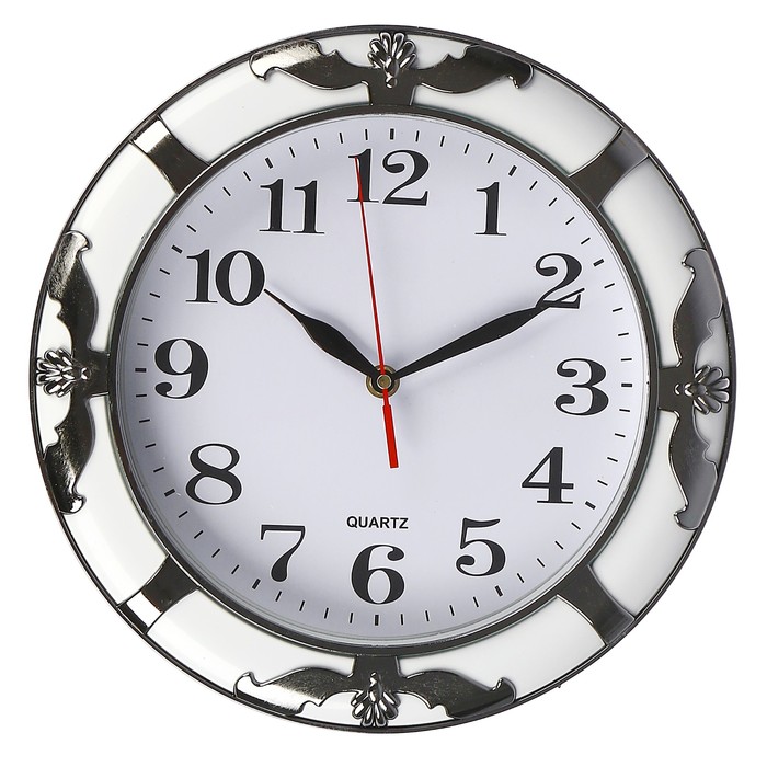 Часы настенные «Горгульи», круглые, вставки по периметру хром, белые, d=30 см