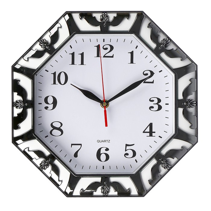 Часы настенные «Горгульи», восьмиугольные, вставки по периметру хром, белые, 30х30 см