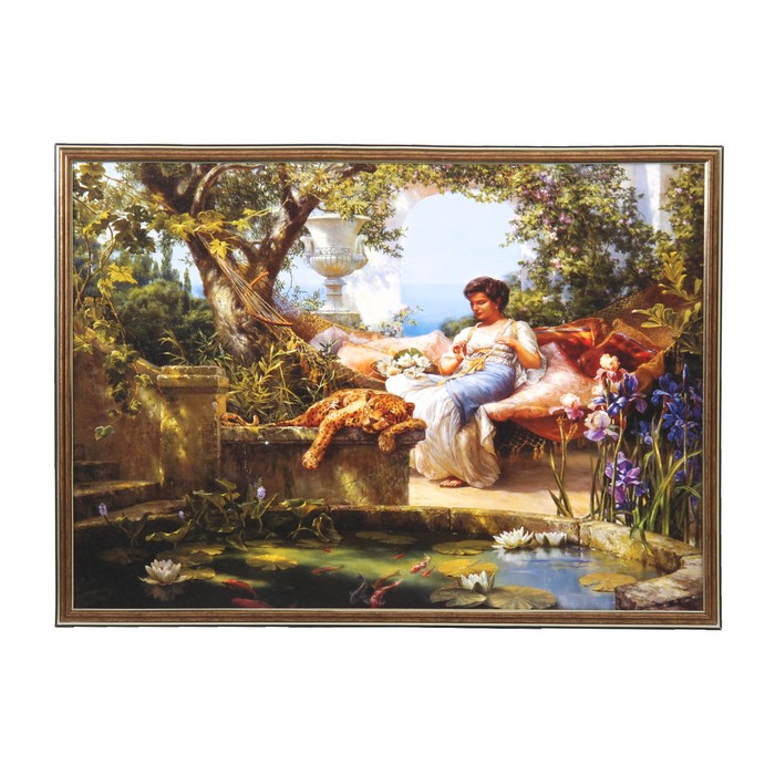 Картина "Отдых в саду на гамаке" 53*73 см