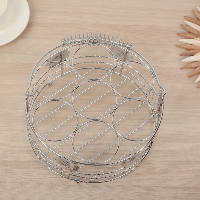 Подставка для бутылок на 7 предметов с ручкой "Цветы" 21х21х21,5 см, круглая