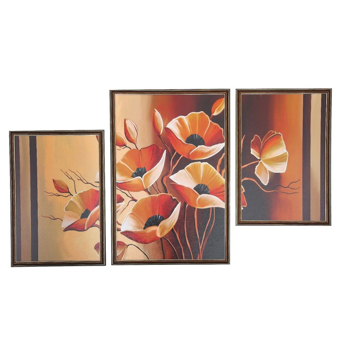 Модульная картина "Букетик маков" 30*45-2, 39*60,   60*100 см