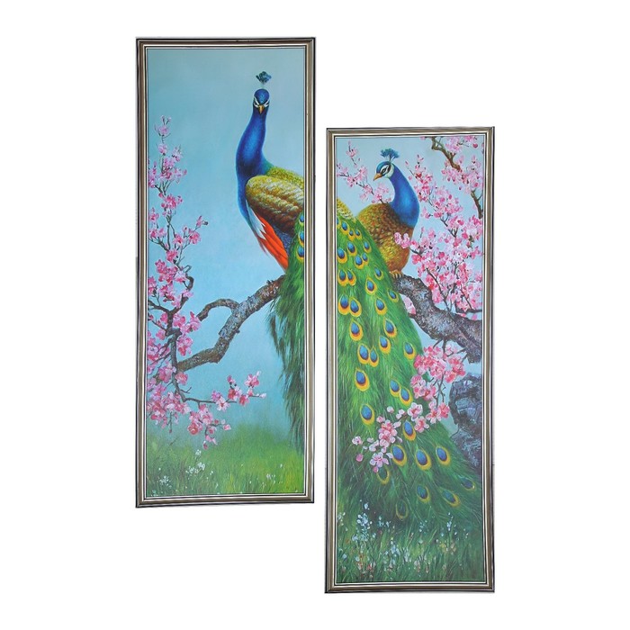 Модульная картина "Пара павлинов" 32*85 ,29*85,  60*100 см