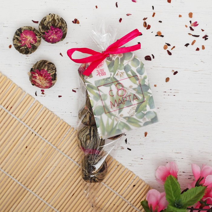 Связанный чай в рожке ассорти "С 8 Марта", 9 шт