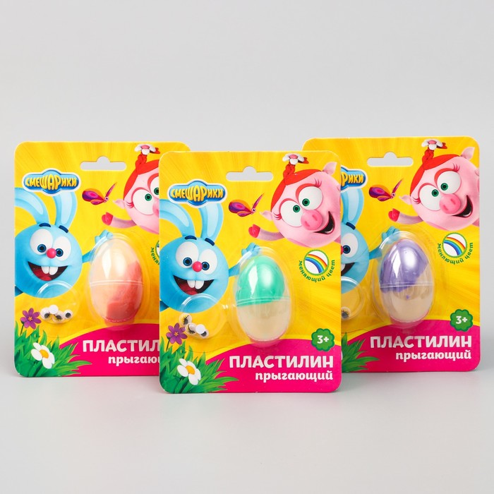 Прыгающая масса в яйце СМЕШАРИКИ &quot;Нюша и Крош&quot; меняющая цвет,14 грамм
