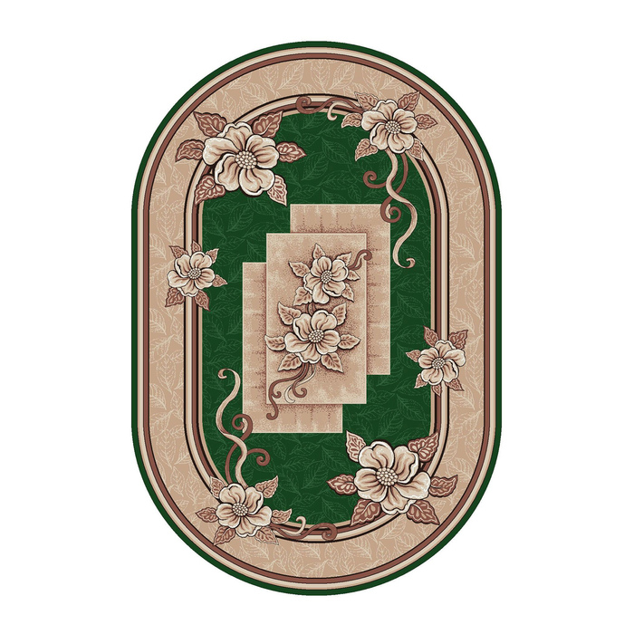 Ковер овальный ФОРТУНА 166х230 см, цвет зеленый 600, войлок 195 г/м