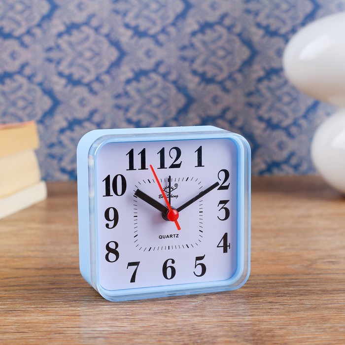 Будильник, квадрат, флуоресцентный, микс, 7,8*7,8 см