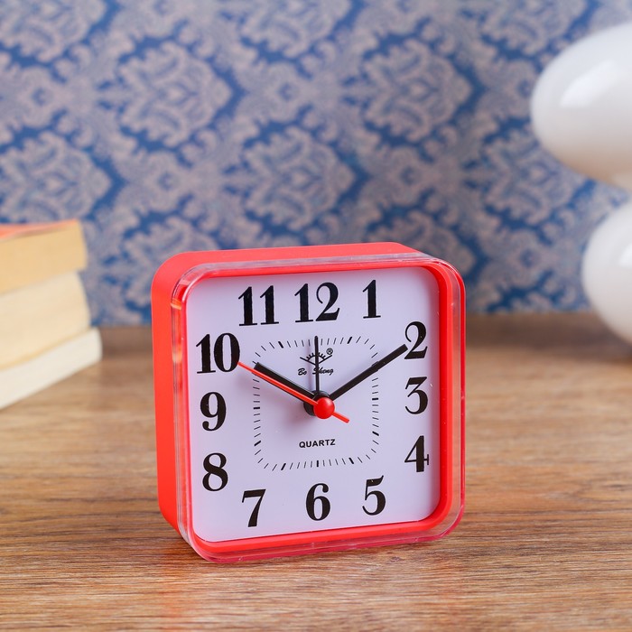 Будильник, квадрат, флуоресцентный, микс, 7,8*7,8 см