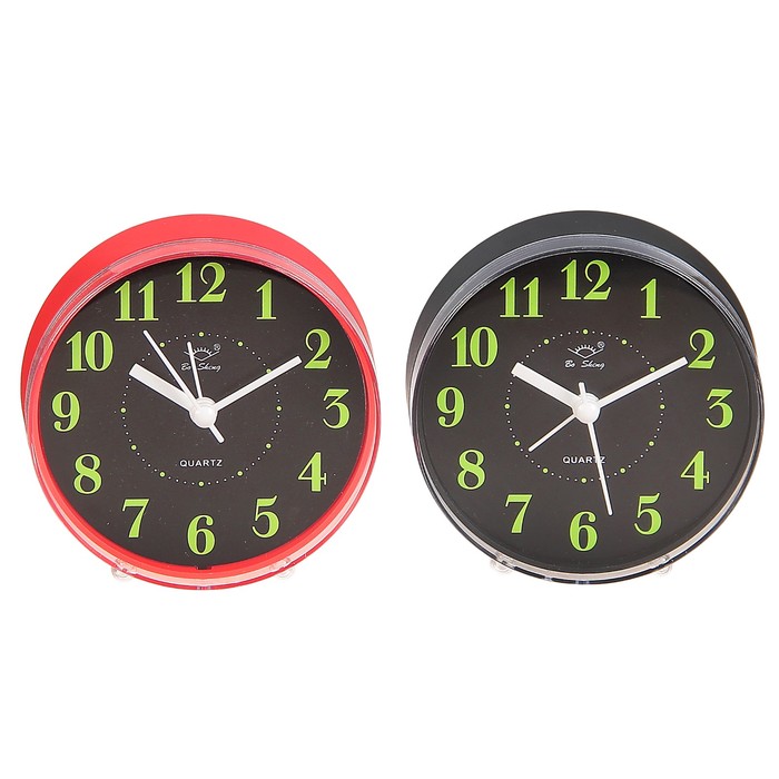 Будильник d=7,8 см, круг, флуоресцентный, микс