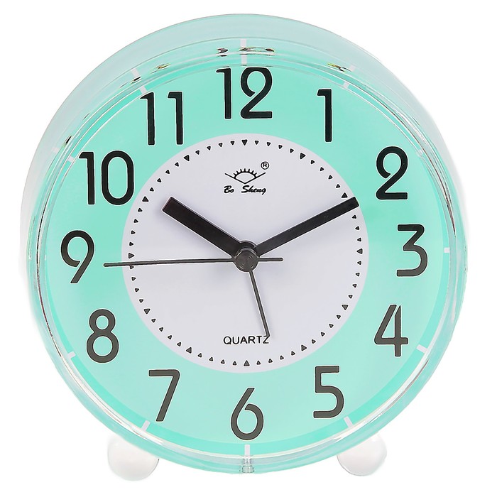 Будильник, круг, края прозрачные, циферблат белый круг в центре, микс, 12*12,5см