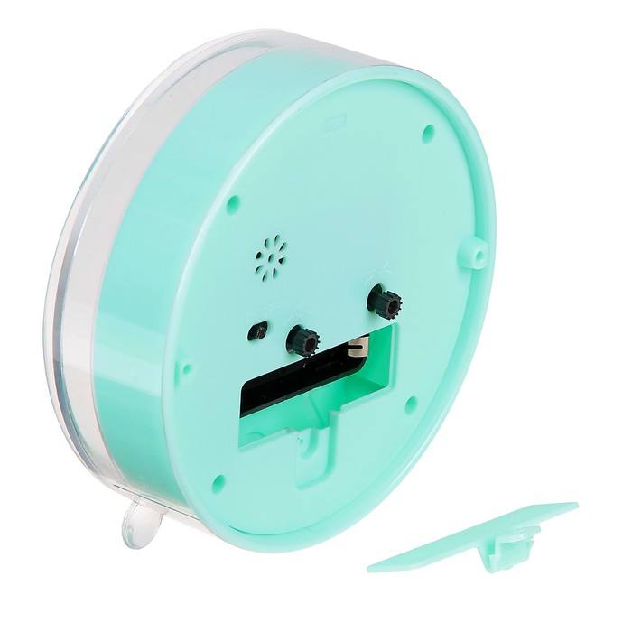 Будильник, круг, края прозрачные, циферблат белый круг в центре, микс, 12*12,5см