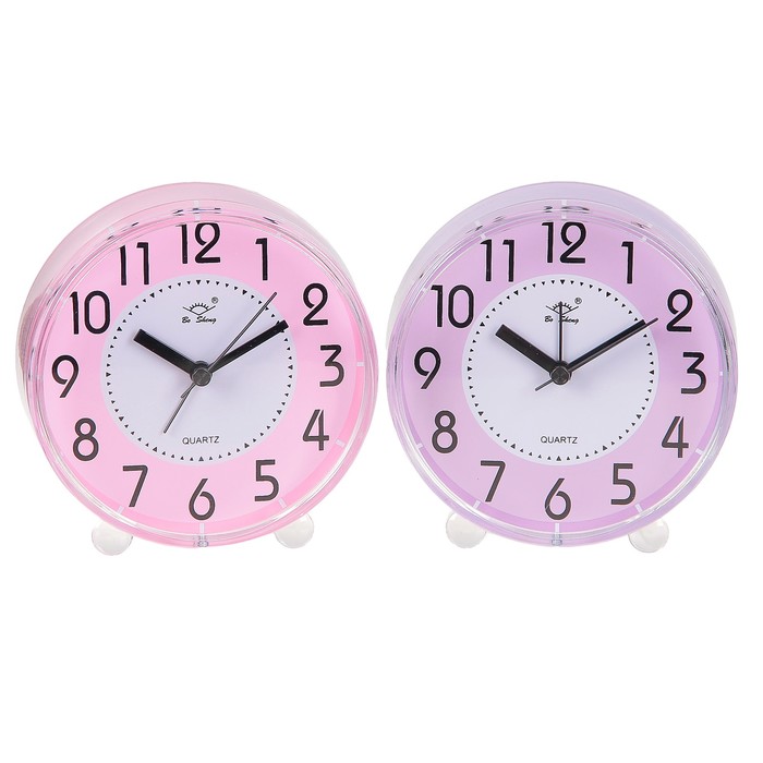 Будильник, круг, края прозрачные, циферблат белый круг в центре, микс, 12*12,5см