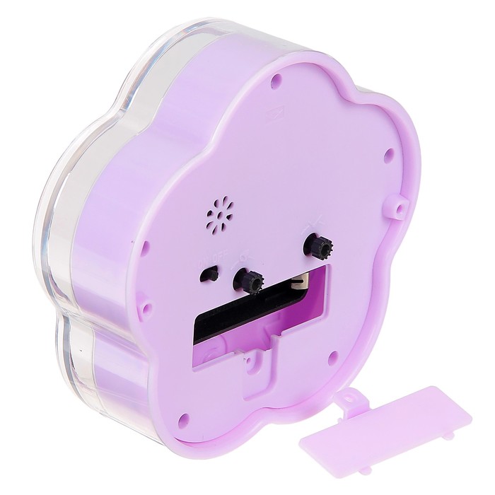 Будильник Цветок, края прозрачные, циферблат цветной круг в центре, микс, 12*12,5см