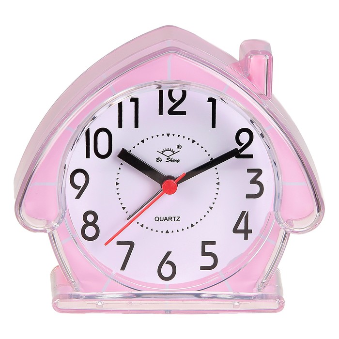 Будильник Домик, края прозрачные, циферблат белый, микс, 12*12,5см