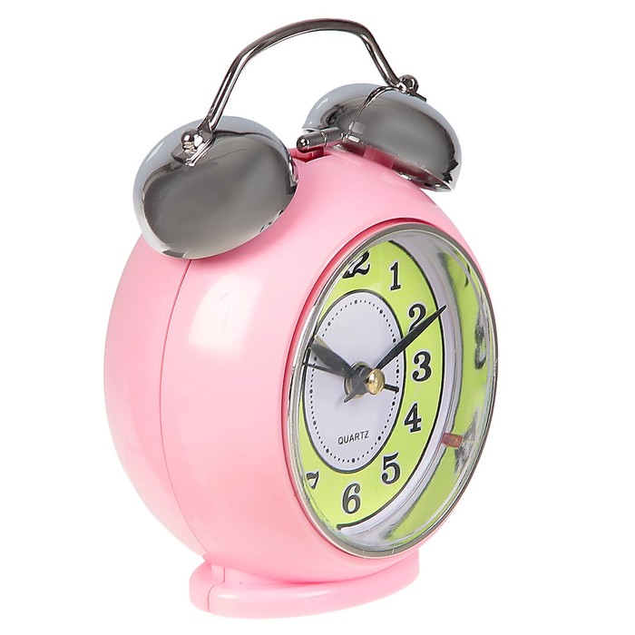 Будильник, овал, подсветка от нажатия на циферблат, флуоресцентный, микс, 8,5*13см