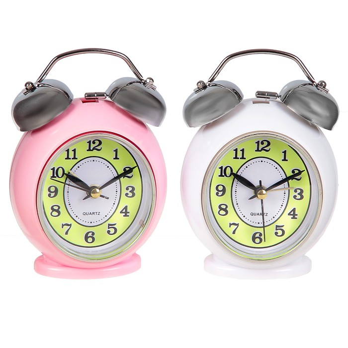 Будильник, овал, подсветка от нажатия на циферблат, флуоресцентный, микс, 8,5*13см
