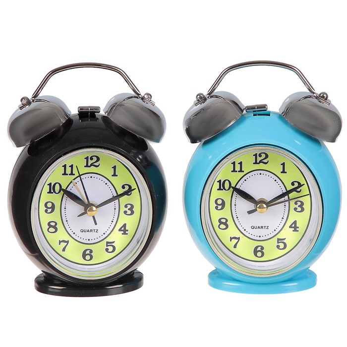 Будильник, овал, подсветка от нажатия на циферблат, флуоресцентный, микс, 8,5*13см