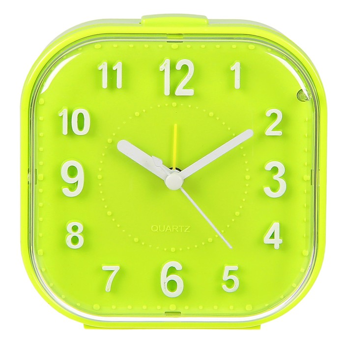 Будильник квадрат с кругл. углами, кант прозрачный, подсветка, микс, 11*11см