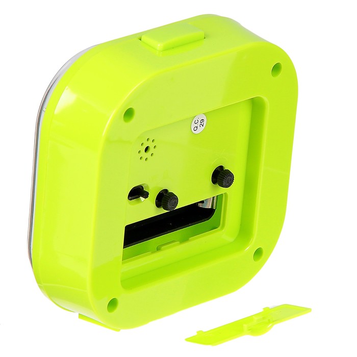 Будильник квадрат с кругл. углами, кант прозрачный, подсветка, микс, 11*11см