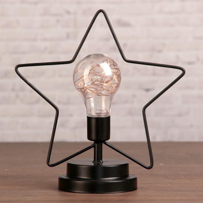 Лампа настольная "Звезда" чёрная от батареек 3ААА 23х20х9,5 см
