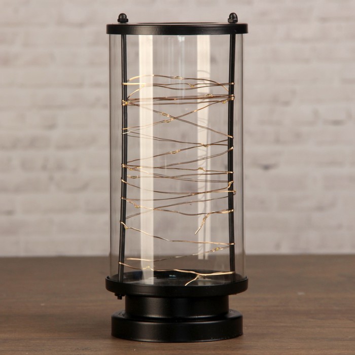 Лампа настольная "Линии света" чёрная от батареек 3ААА 22х10х10 см