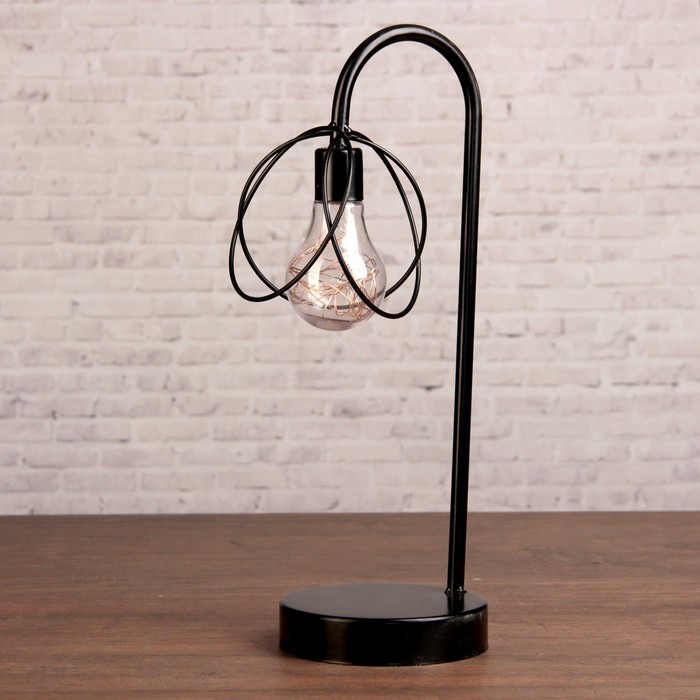 Лампа настольная "Линии судьбы" чёрная от батареек 3ААА 36х15х12 см