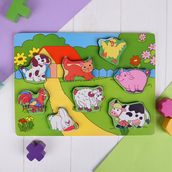 Рамка-вкладыш объёмная "Животные во дворе"