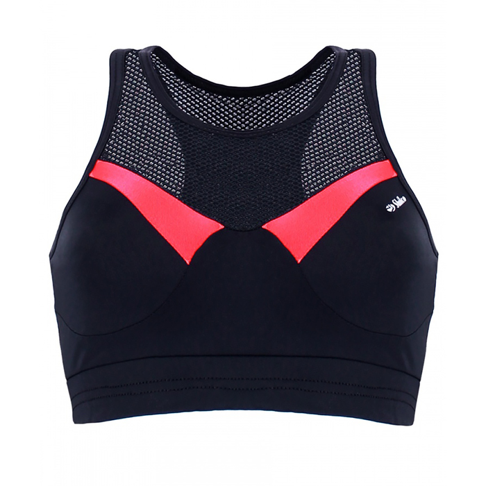 Топ женский (футболка) 195F34 цвет чёрный/коралл, р-р 42-44 (S)