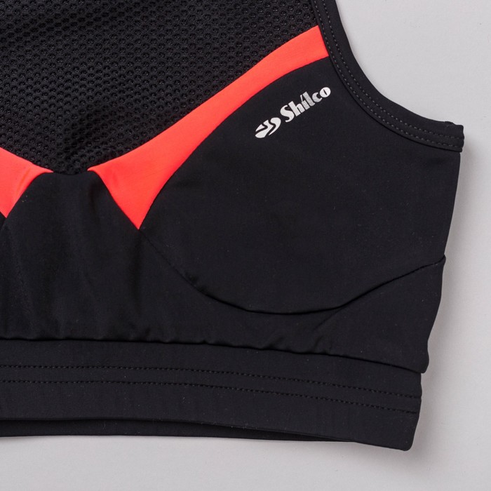 Топ женский (футболка) 195F34 цвет чёрный/коралл, р-р 42-44 (S)