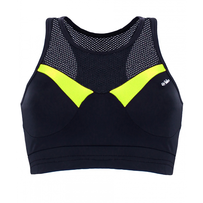 Топ женский (футболка) 195F34 цвет чёрный/лайм, р-р 52 (XXL)