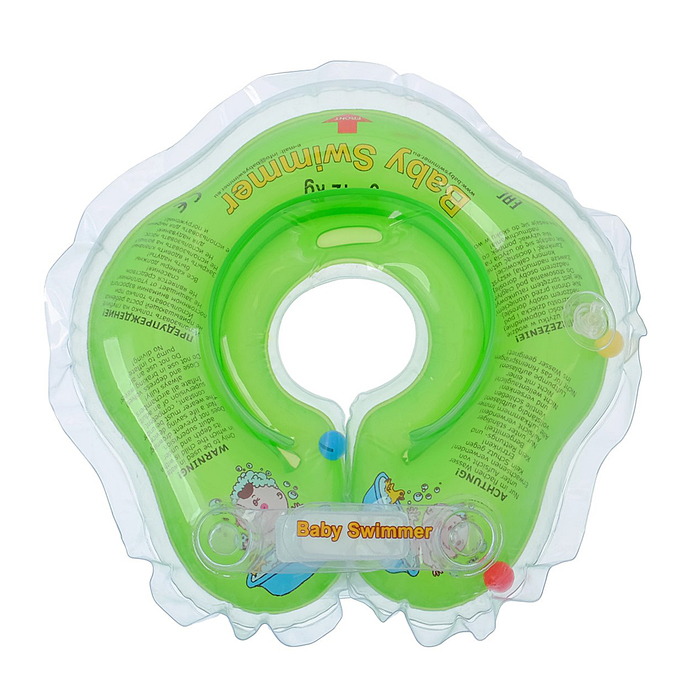 Круг на шею для купания, полуцвет + внутри погремушка, цвет салатовый