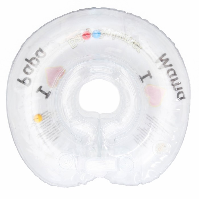 Круг на шею для купания, полноцветный + внутри погремушка, прозрачный