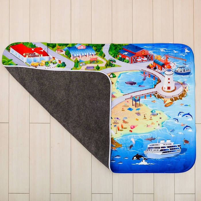Детский ультрамягкий игровой коврик «На пляже», размер 180х130 см