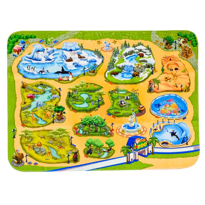 Детский ультрамягкий игровой коврик «Зоопарк», размер 180х130 см