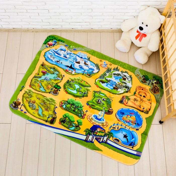 Детский ультрамягкий игровой коврик «Зоопарк», размер 180х130 см