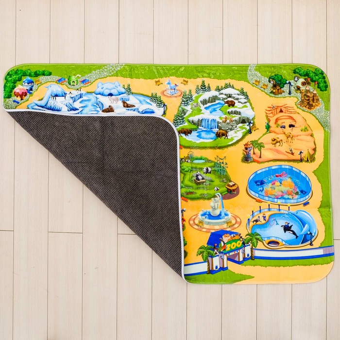 Детский ультрамягкий игровой коврик «Зоопарк», размер 180х130 см