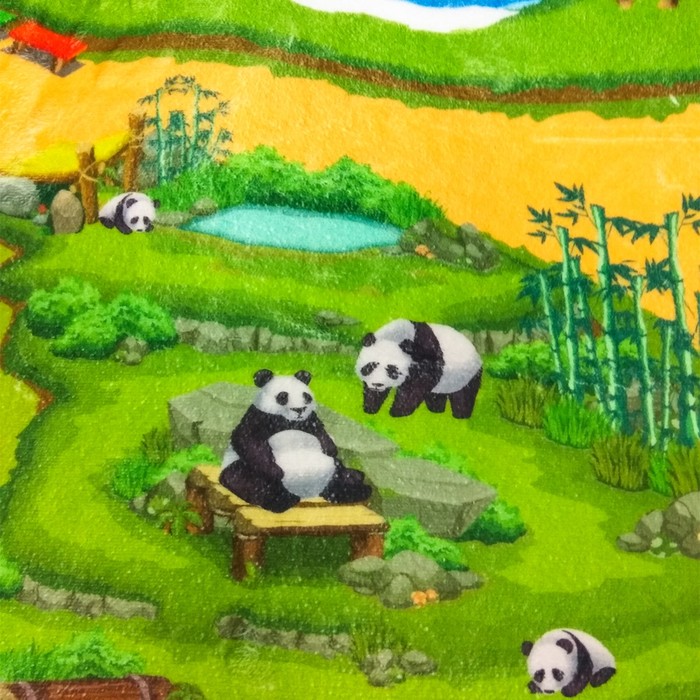 Детский ультрамягкий игровой коврик «Зоопарк», размер 180х130 см