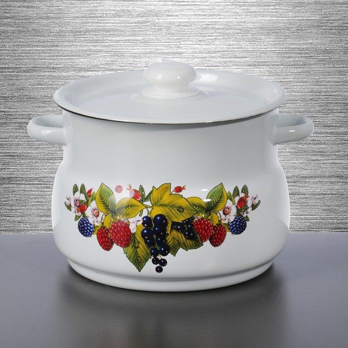 Набор посуды "Ягодный чай": кастрюли 4 л, 5,5 л, чайник 2.4 л, бидон 3 л