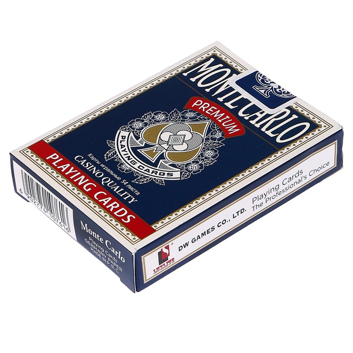 Карты для покера "Monte carlo", синяя рубашка, премиум