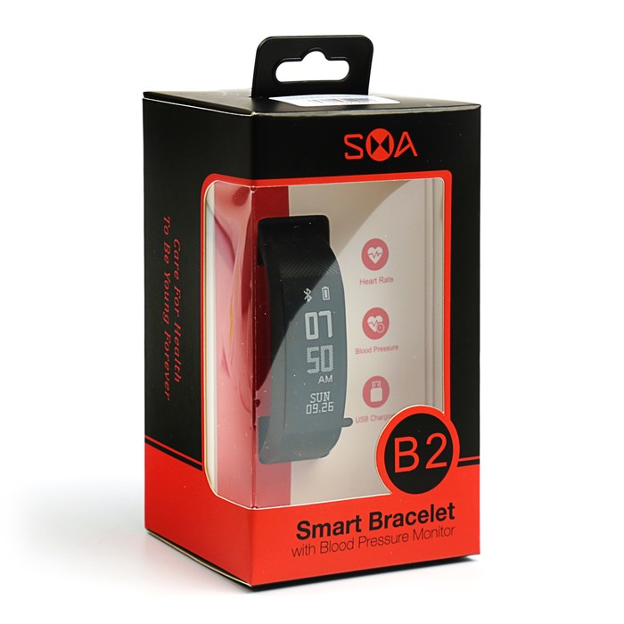 Фитнес-браслет SMA B2, с оптическим датчиком пульса и давления, черный