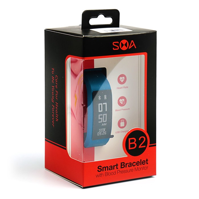 Фитнес-браслет SMA B2, с оптическим датчиком пульса и давления, синий