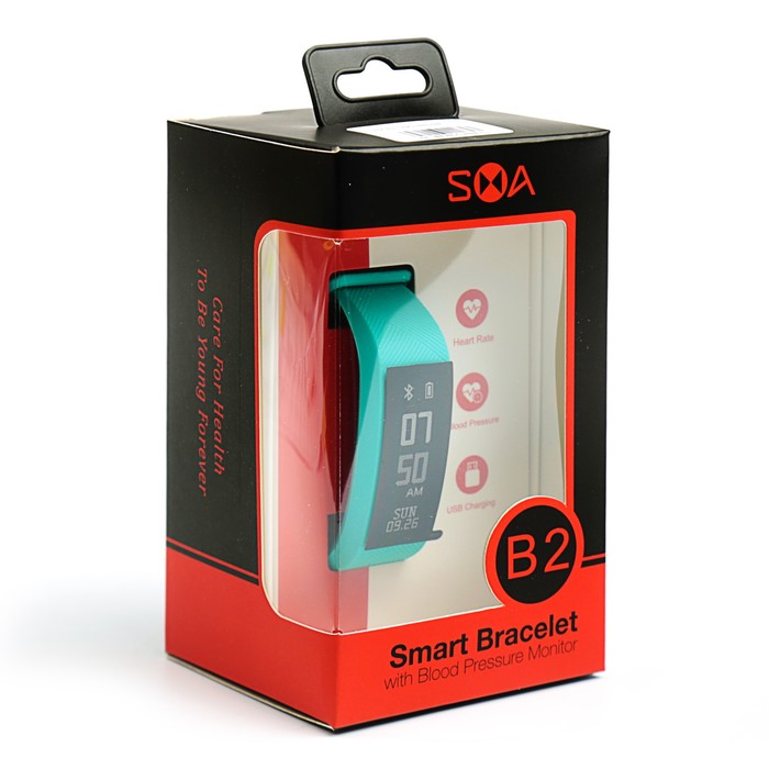 Фитнес-браслет SMA B2, с оптическим датчиком пульса и давления, мятный